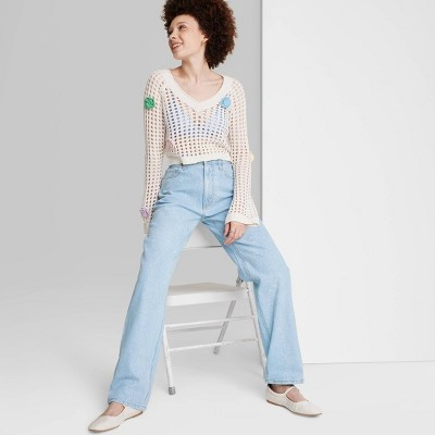 Women's 90's Relaxed Straight Glitter Jeans - Wild Fable™ Light Wash 2 | Target