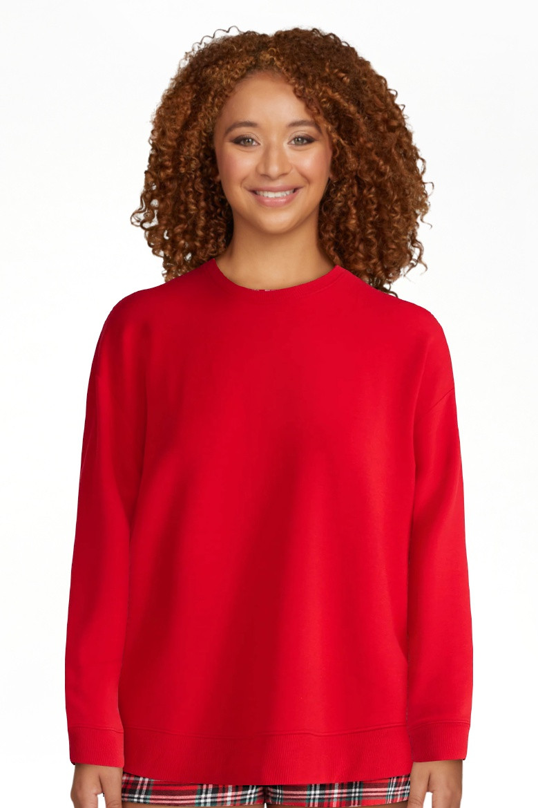 Joyspun Women's Fleece Drop Shoulder Sleep Top with Long Sleeves, Sizes XS-3X | Walmart (US)