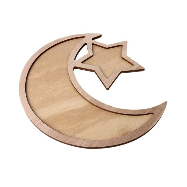 Rustic Wooden Crescent Moon Srar Eid Ramadan Party Food Serving Tableware Dessert Pastry Tray Dis... | Walmart (US)
