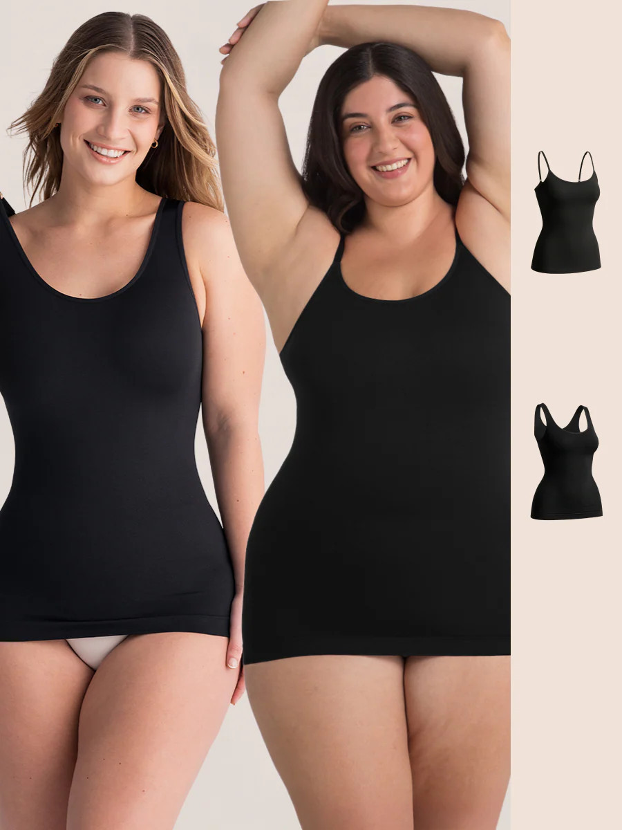 Bundle Shapermint Essentials - 1 Tank Cami + 1 Scoop Neck Cami Shapewear Black S | Shapermint