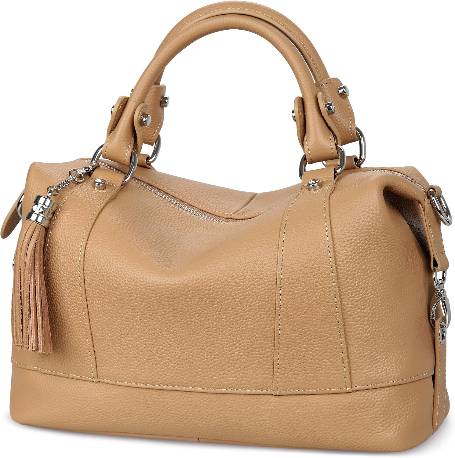 HESHE Genuine Leather Purse for Women Satchel Tote Bags Shoulder Handbags | Amazon (US)