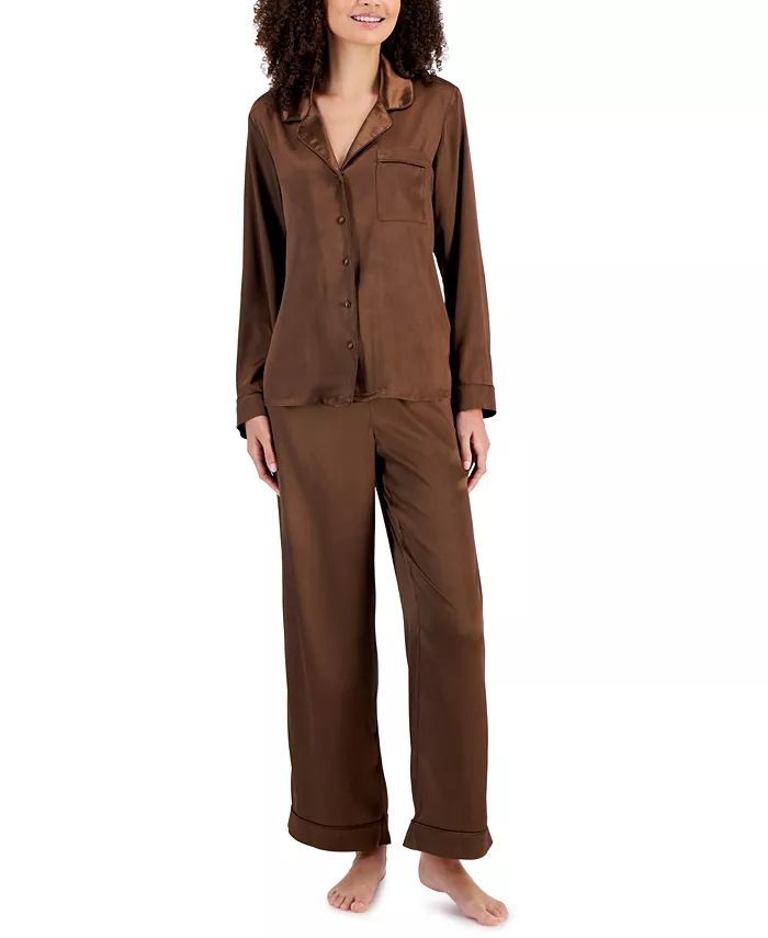 Satin Notch Collar Packaged Pajama Set, Created for Macy's | Macy's