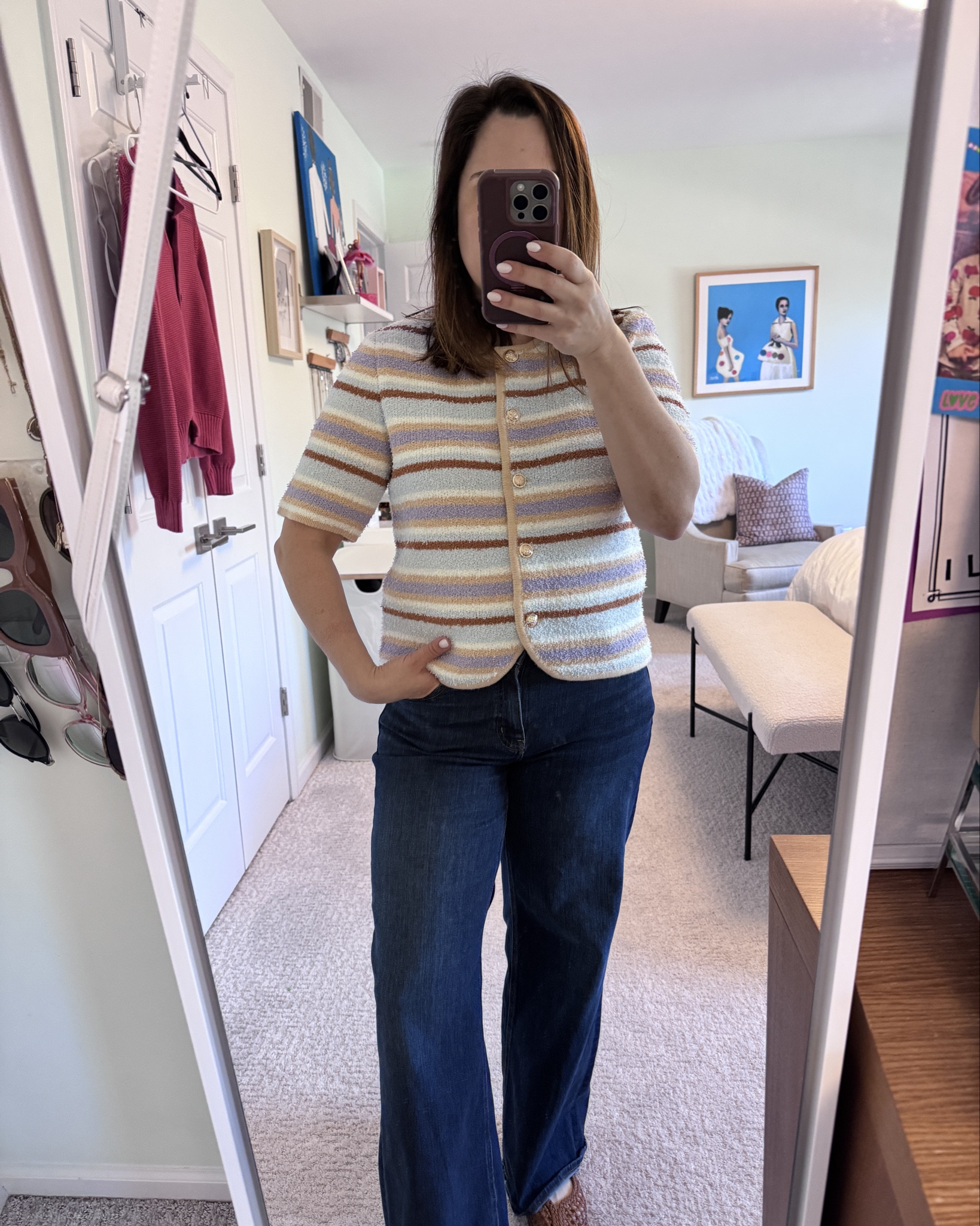 Business casual and so comfortable 
Jeans size 28 and TTS mid rise, wide leg @Quince 
Jacket cardigan size M  and TTS @Kohl's 
Shoes size 7 slightly large @Target 
Earrings are amazing @electricpicks 

#LTKootd #LTKgrwm #LTKWorkwear
