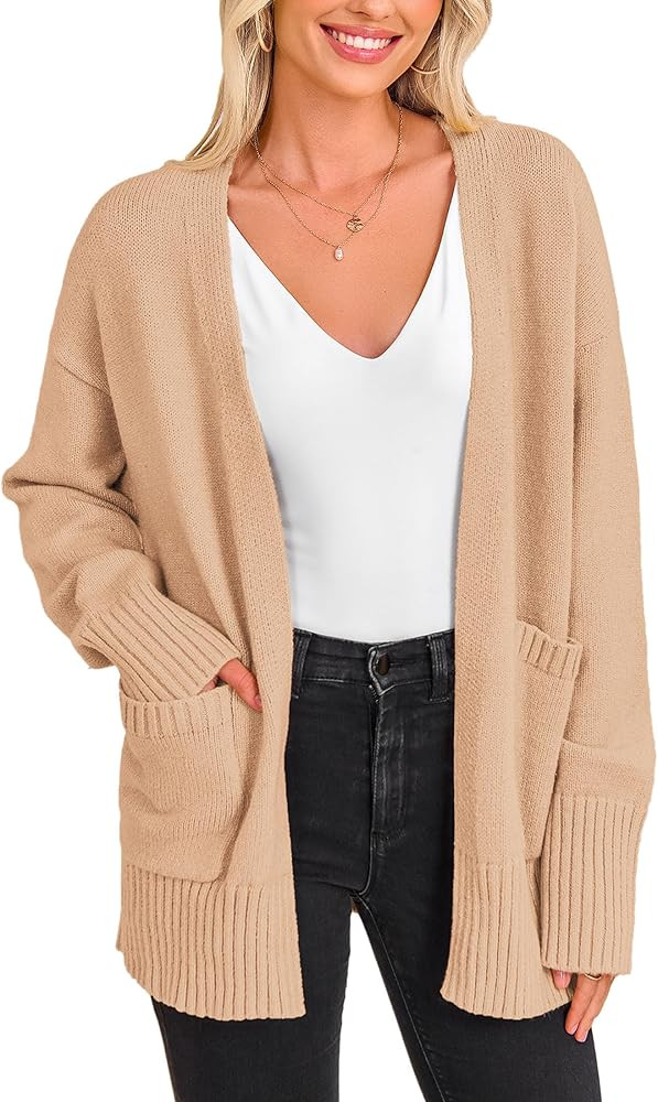 PRETTYGARDEN Women's 2024 Fall Fashion Knit Cardigan Sweaters Long Sleeve V Neck Open Front Winte... | Amazon (US)