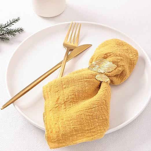 LINXTAR Cheesecloth Gauze Napkins 6 Pack 16x16 Inches Ginger Yellow Bulk Vintage Handmade Cotton ... | Amazon (US)