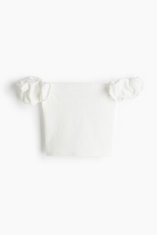 H & M - Puff-Sleeved Off-the-Shoulder Top - White | H&M (US + CA)