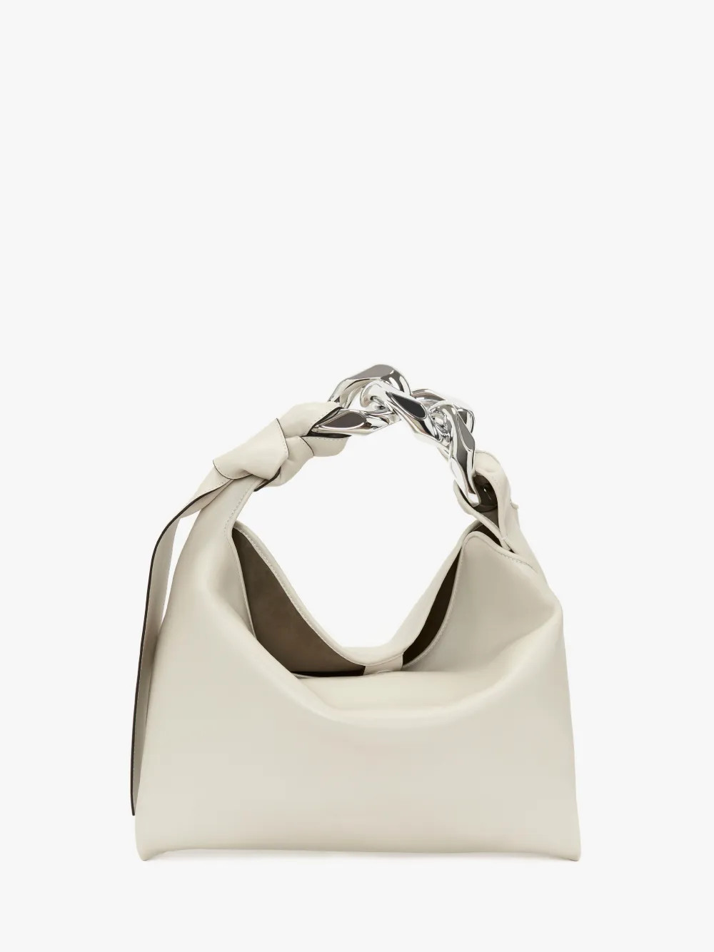 SMALL CHAIN HOBO - LEATHER SHOULDER BAG in white | JW Anderson | JW Anderson