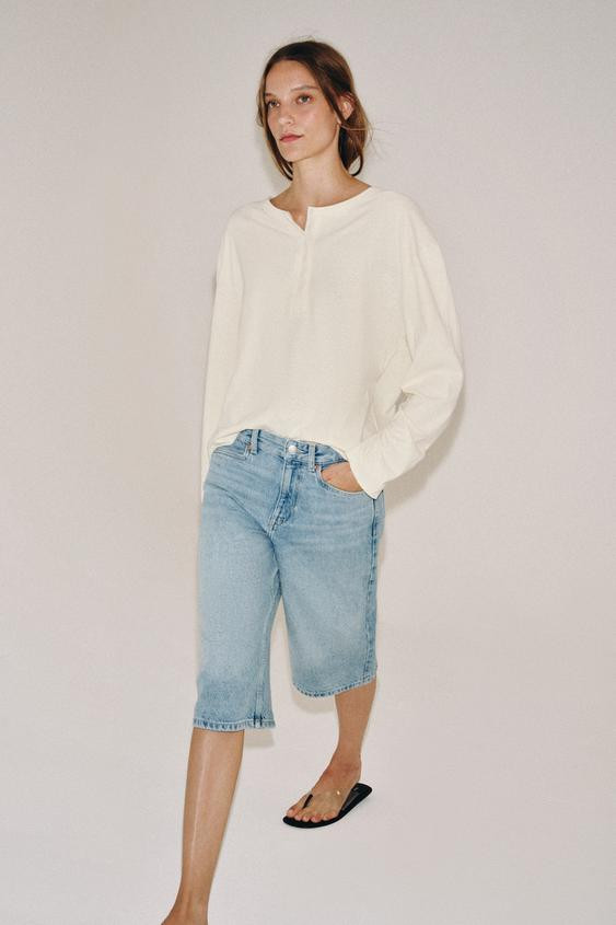 MID-WAIST DENIM BERMUDA SHORTS ZW COLLECTION | Zara UK
