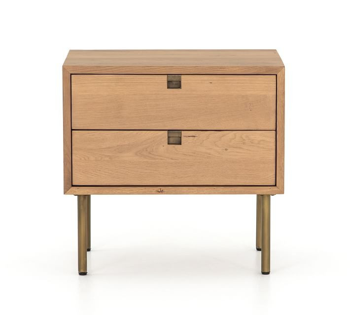 Archdale Nightstand, Natural Oak/Satin Brass | Pottery Barn (US)