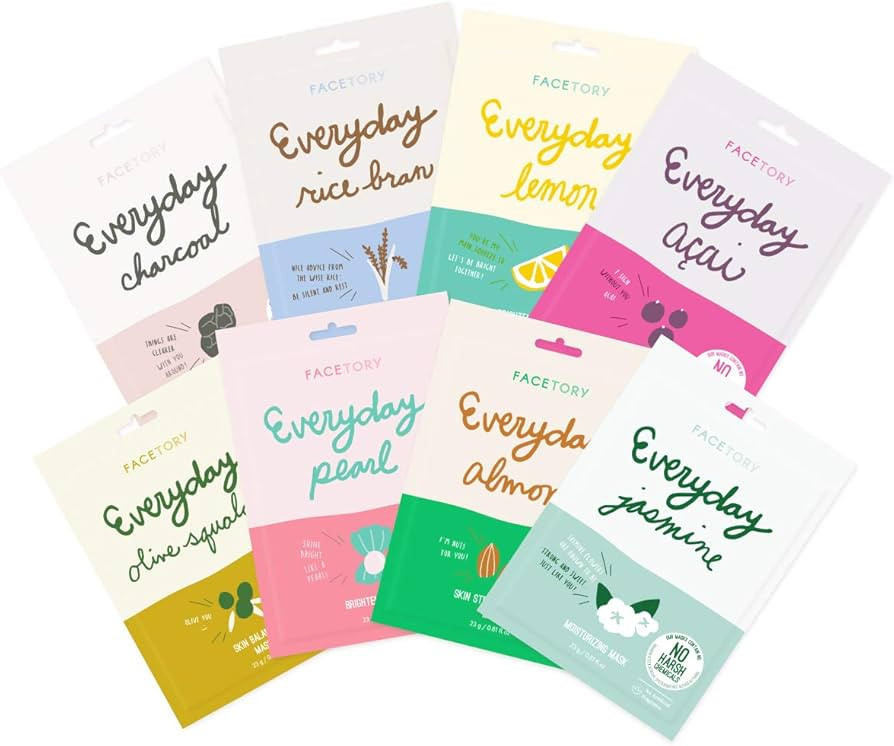 Everyday Hydrating Essence Korean Sheet Masks (8 Pack Bundle) , for All Skin Types, Revitalizing,... | Amazon (US)