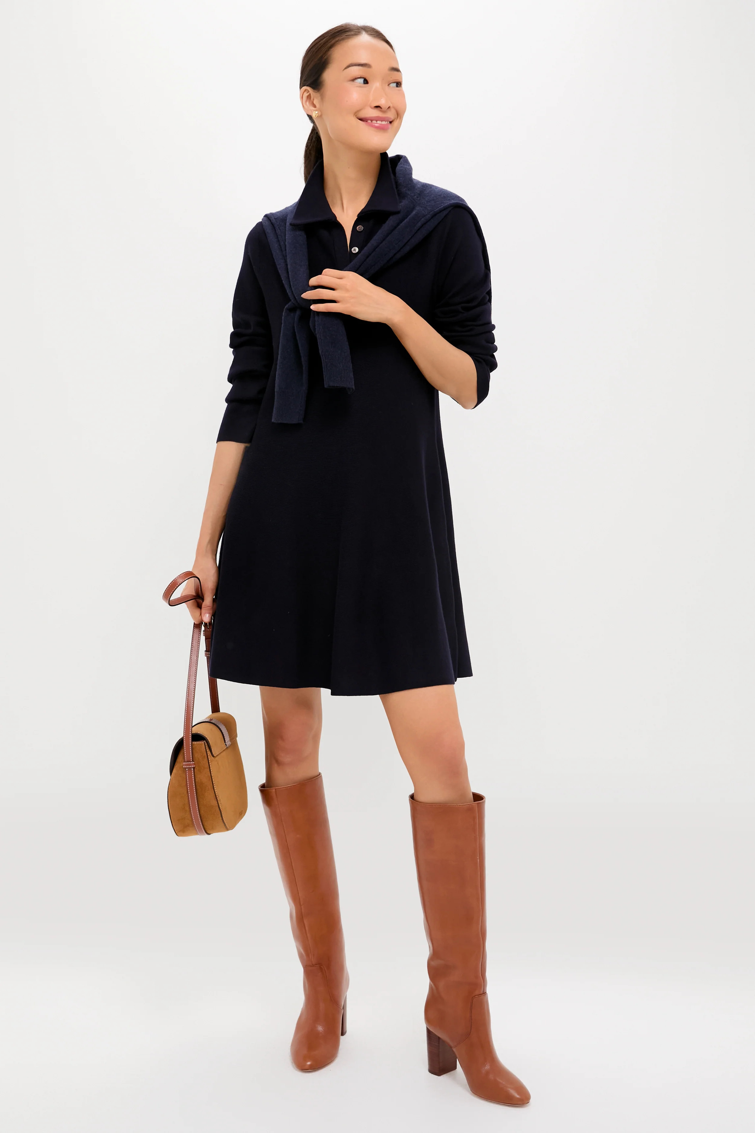Navy Knit Callie Shirt Dress | Tuckernuck (US)