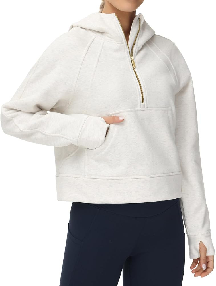 THE GYM PEOPLE Women’s Hoodies Half Zip Long Sleeve Fleece Crop Pullover Sweatshirts with Pocke... | Amazon (CA)