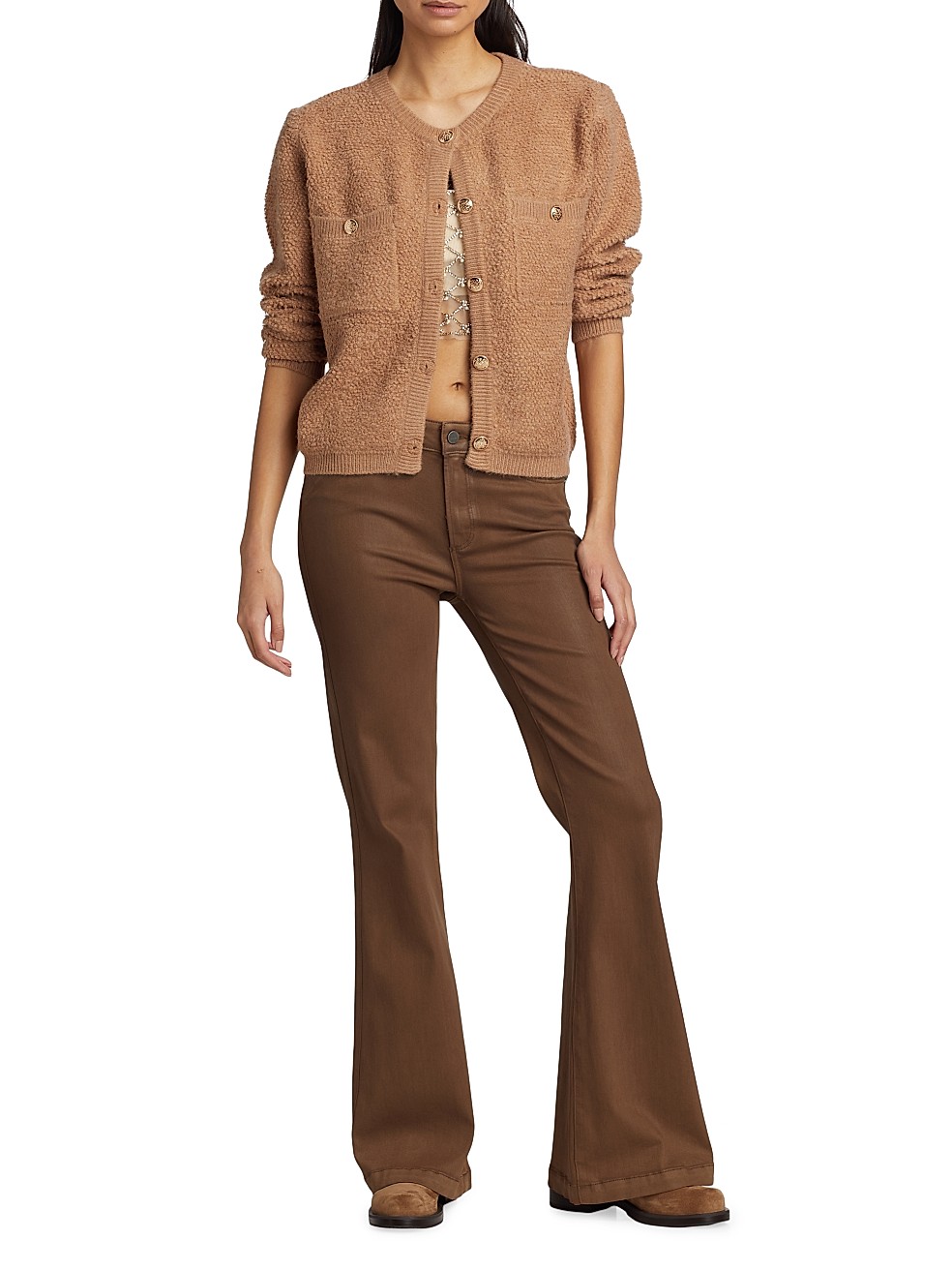 Line & Dot Khloe Bouclé-Knit Cardigan | Saks Fifth Avenue