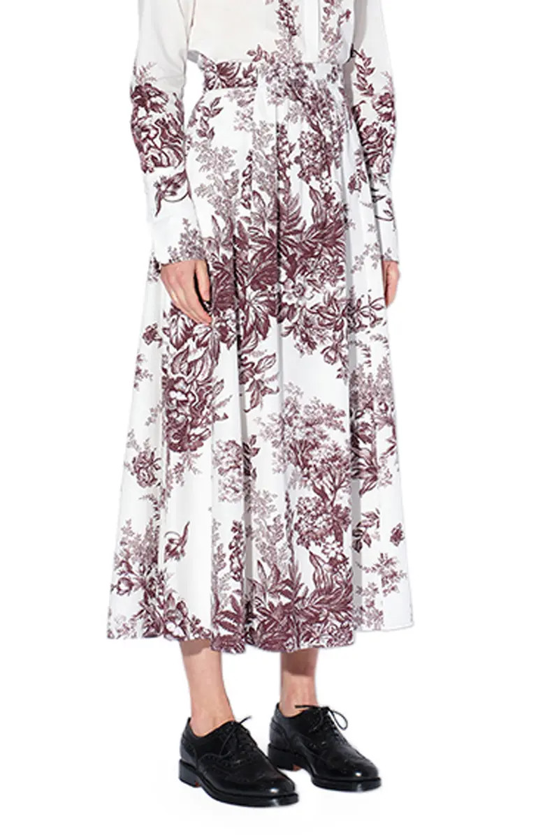 Erdem Victorine Pembridge Etched Floral Print Stretch Cotton Midi Skirt | Nordstrom | Nordstrom