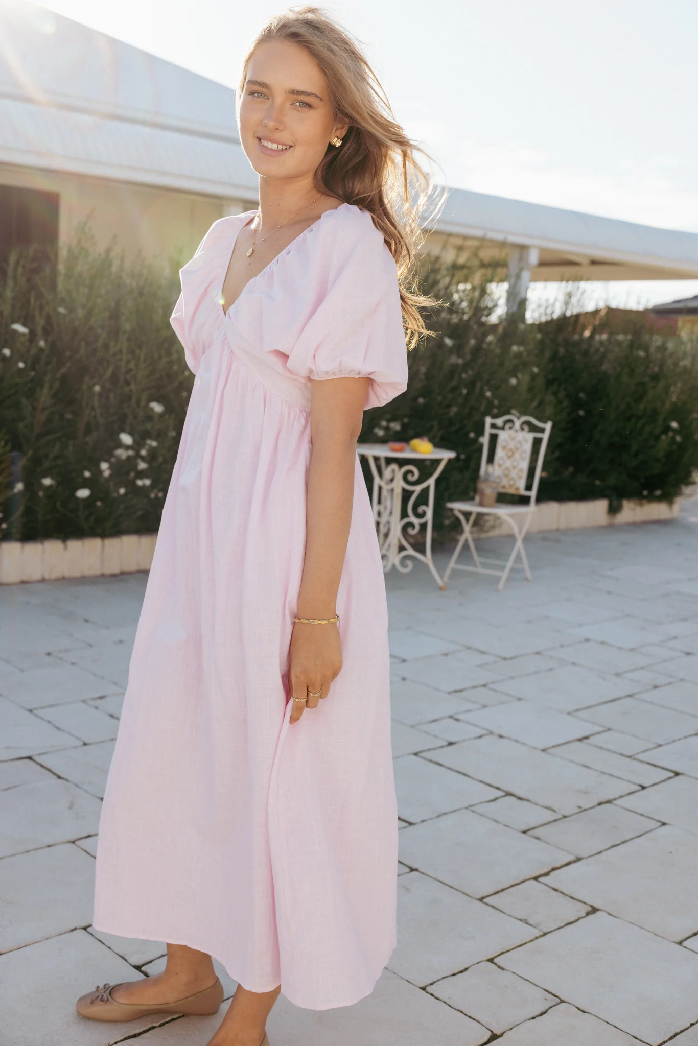 Sullivan Puff Sleeve Maxi Dress - Pink | Petal & Pup (US)