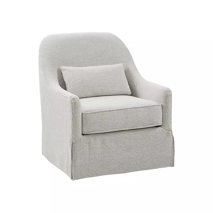 White Patterned Upholstered Swivel Glider Chair | Kirkland's Home