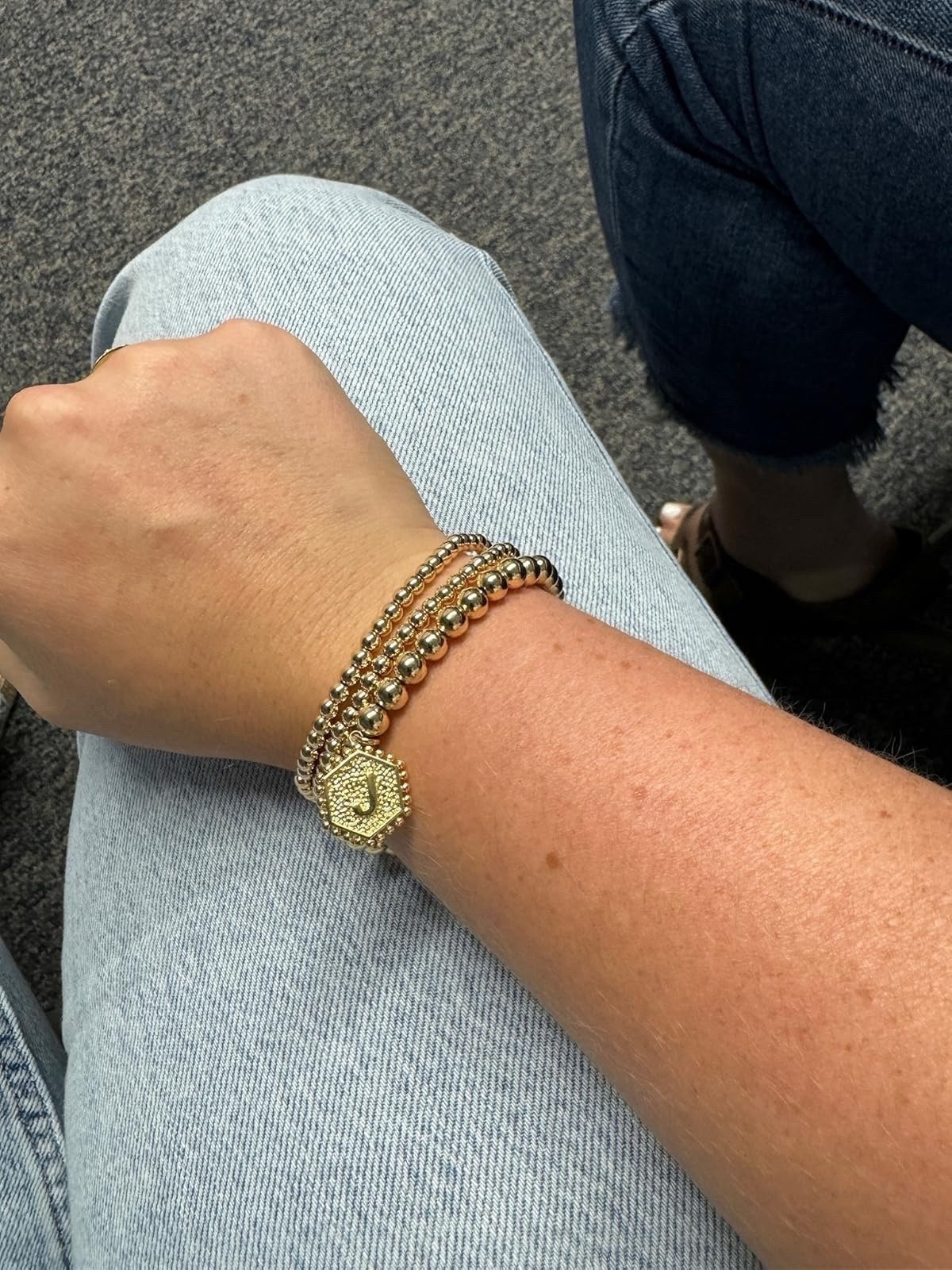 Affordable and adorable initial bracelet stack! Amazon find for everyday wear🥰✨ 

Amazon finds, Amazon jewelry, customized jewelry, initial jewelry, initial bracelet, gold bracelet stack, stackable bracelets, everyday jewelry, gift for her 

#LTKFindsUnder50 #LTKSeasonal #LTKStyleTip