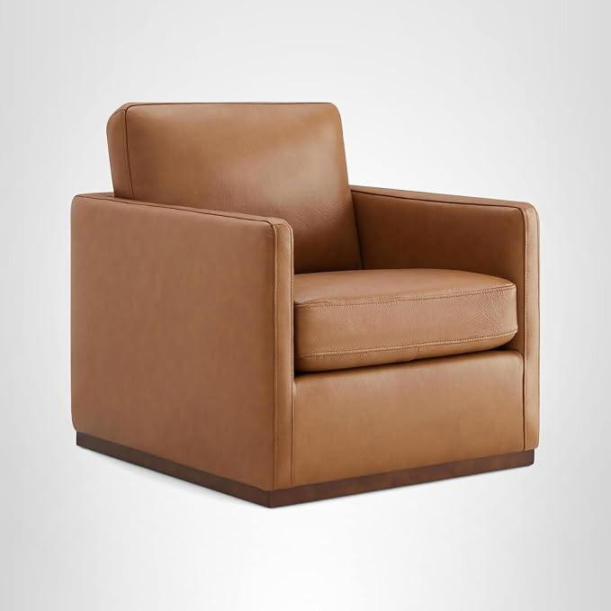 CHITA Genuine Leather Swivel Accent Chair, FSC Certified Mid Century Modern Arm Chair for Living ... | Amazon (US)