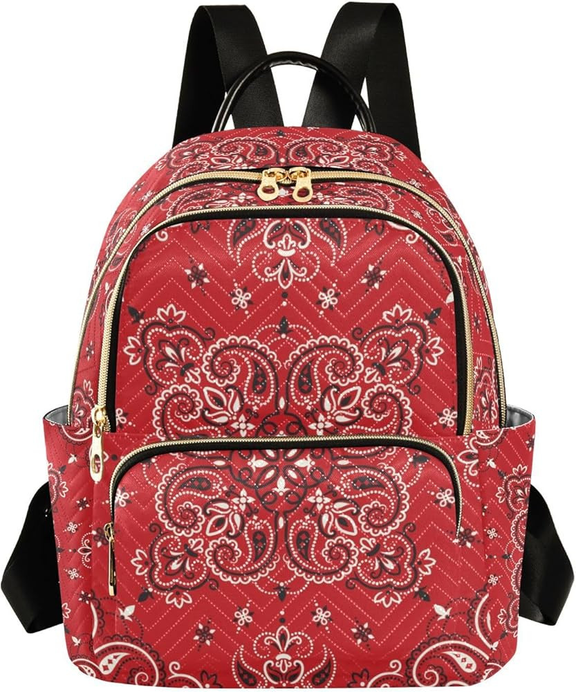 ALAZA Paisley Bandana Boho Red Mini Backpack Purse for Women Travel Bag Fashion Daypack Back Pack... | Amazon (US)
