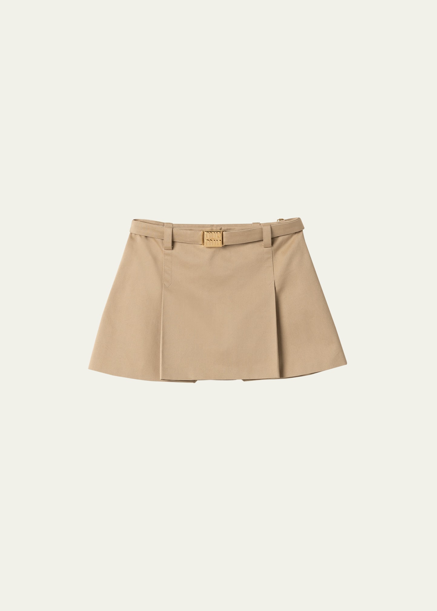 Miu Miu Chino Mini Skirt with Logo Buckle | Bergdorf Goodman