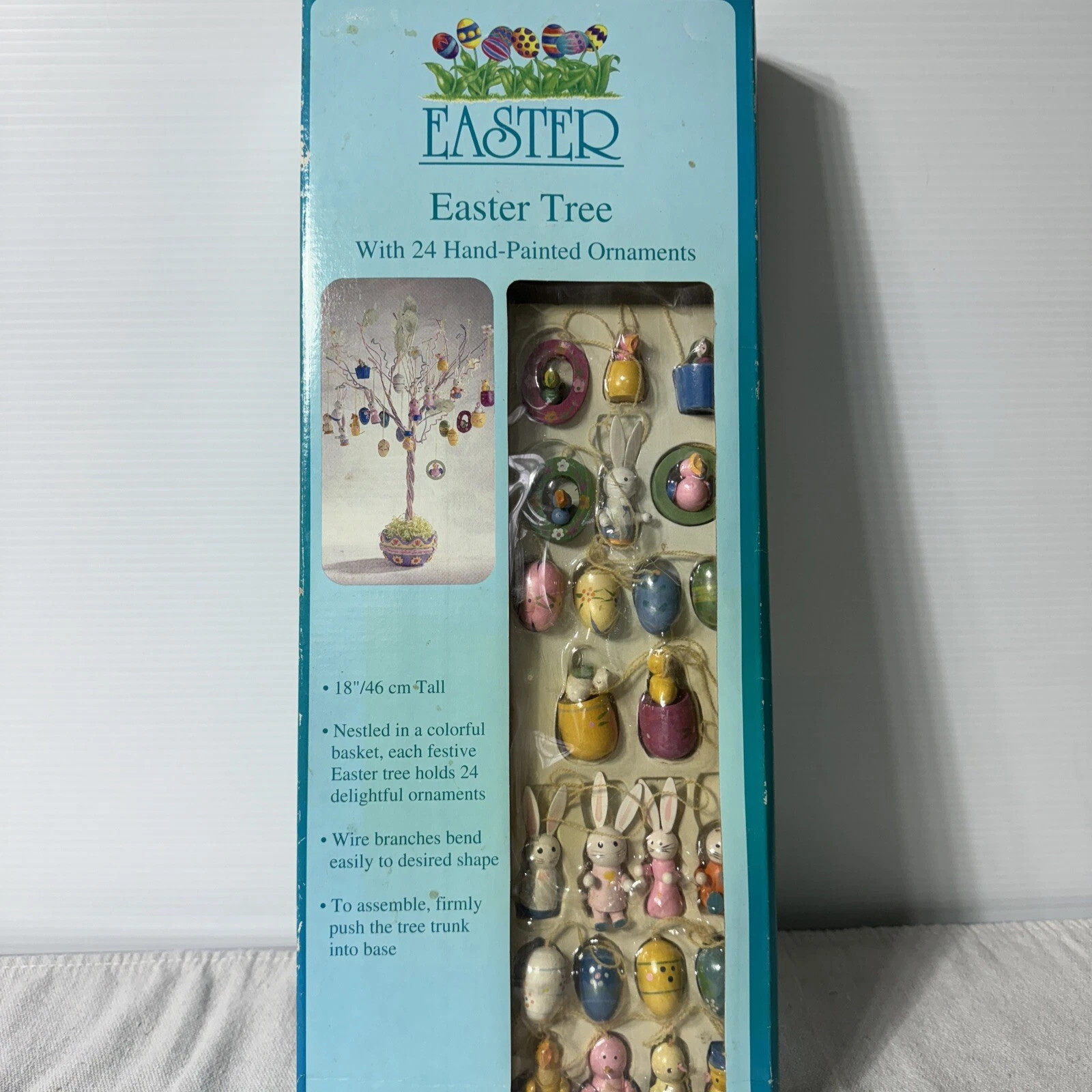 Vintage Easter Tree With 24 Hand Painted Wooden Ornaments 18”  | eBay | eBay US