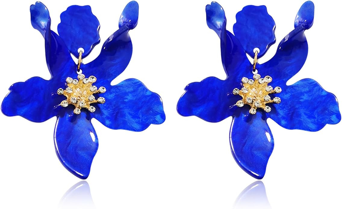 ANDPAI Unique Bohemian Oversized Acrylic Resin Flower Dangle Drop Earrings Retro Large Hawaii Flo... | Amazon (US)