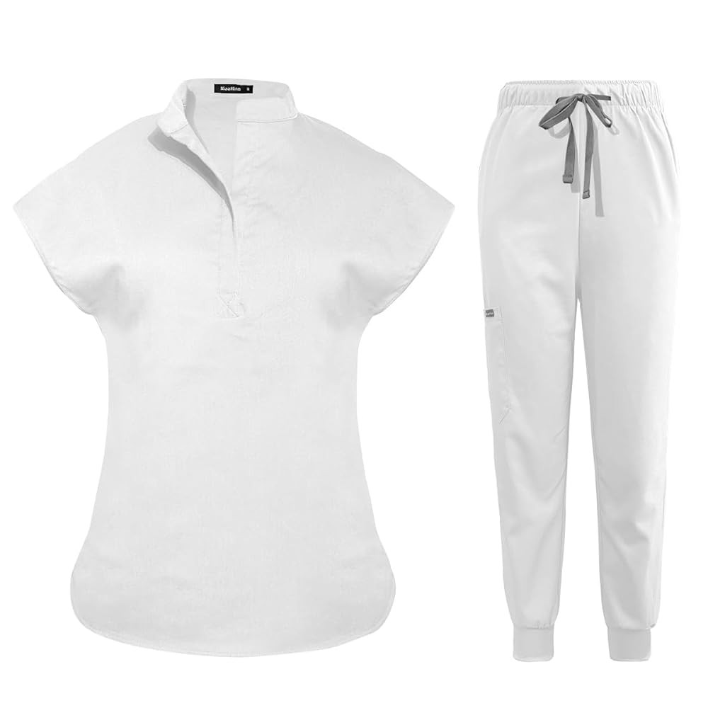niaahinn Scrubs Set for Women Nurse Uniform Jogger Suit Stretch Top & Pants with Multi Pocket for... | Amazon (US)