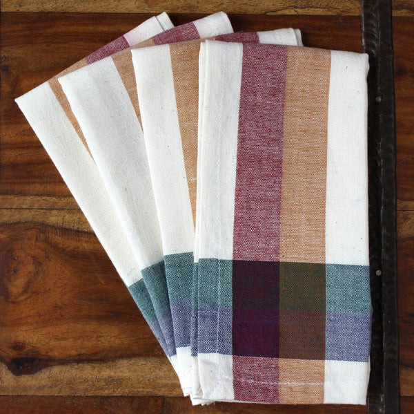 Check Cinnamon Hand-woven Napkins - Set of 4 | Winnoby 