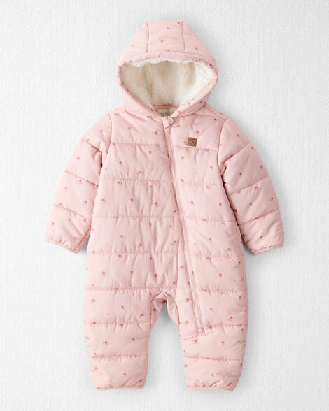 Baby Girl 1-Piece Snowsuit Made with Recycled Materials in Blush Petals Print | Carter's Inc