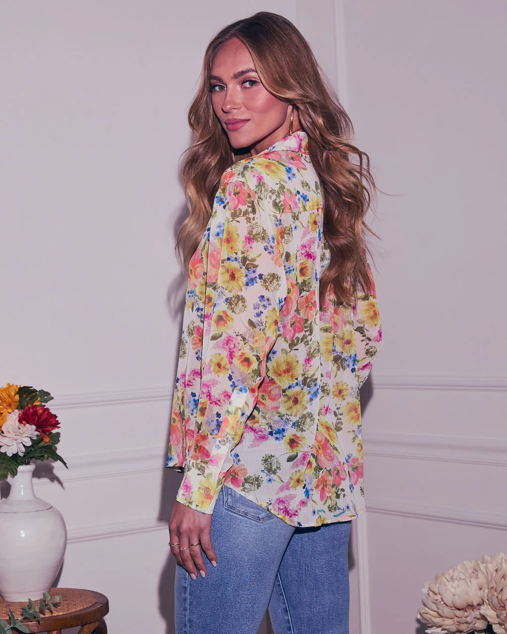 Alasia Floral Collared Top | VICI