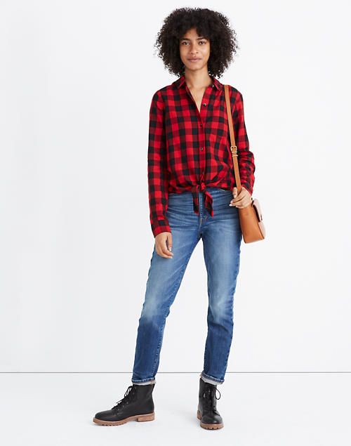 Flannel Tie-Front Shirt in Buffalo Check | Madewell