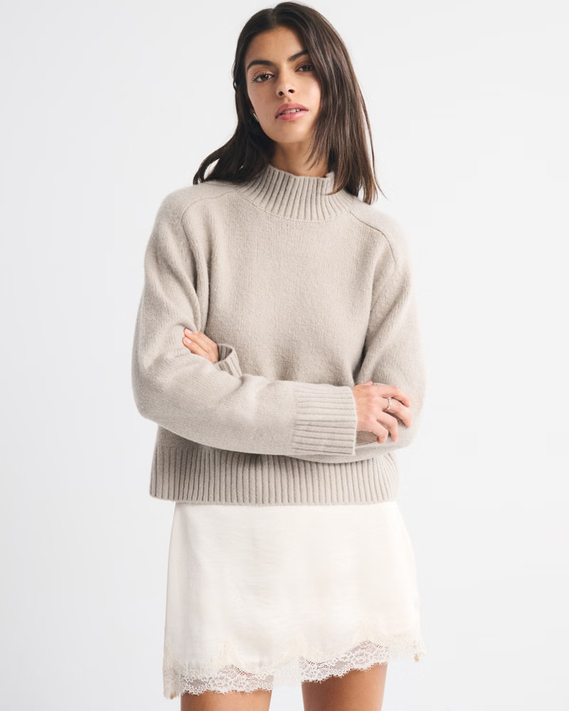 Women's Easy Mockneck Sweater | Women's Tops | Abercrombie.com | Abercrombie & Fitch (US)