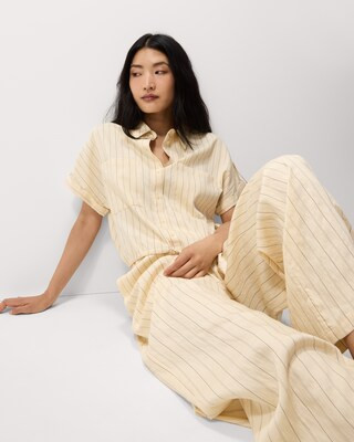 F&F Pinstripe Wide Leg Trousers in Cream | Tesco F&F