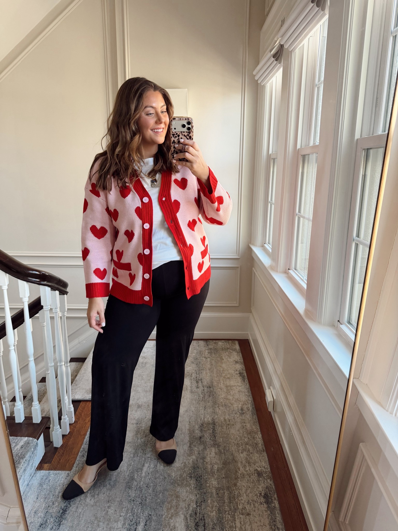 Valentine’s Day outfit inspo - wearing size XXL in cardigan & shirt, XL in pants. 

#LTKootd #LTKMidsize #LTKSeasonal