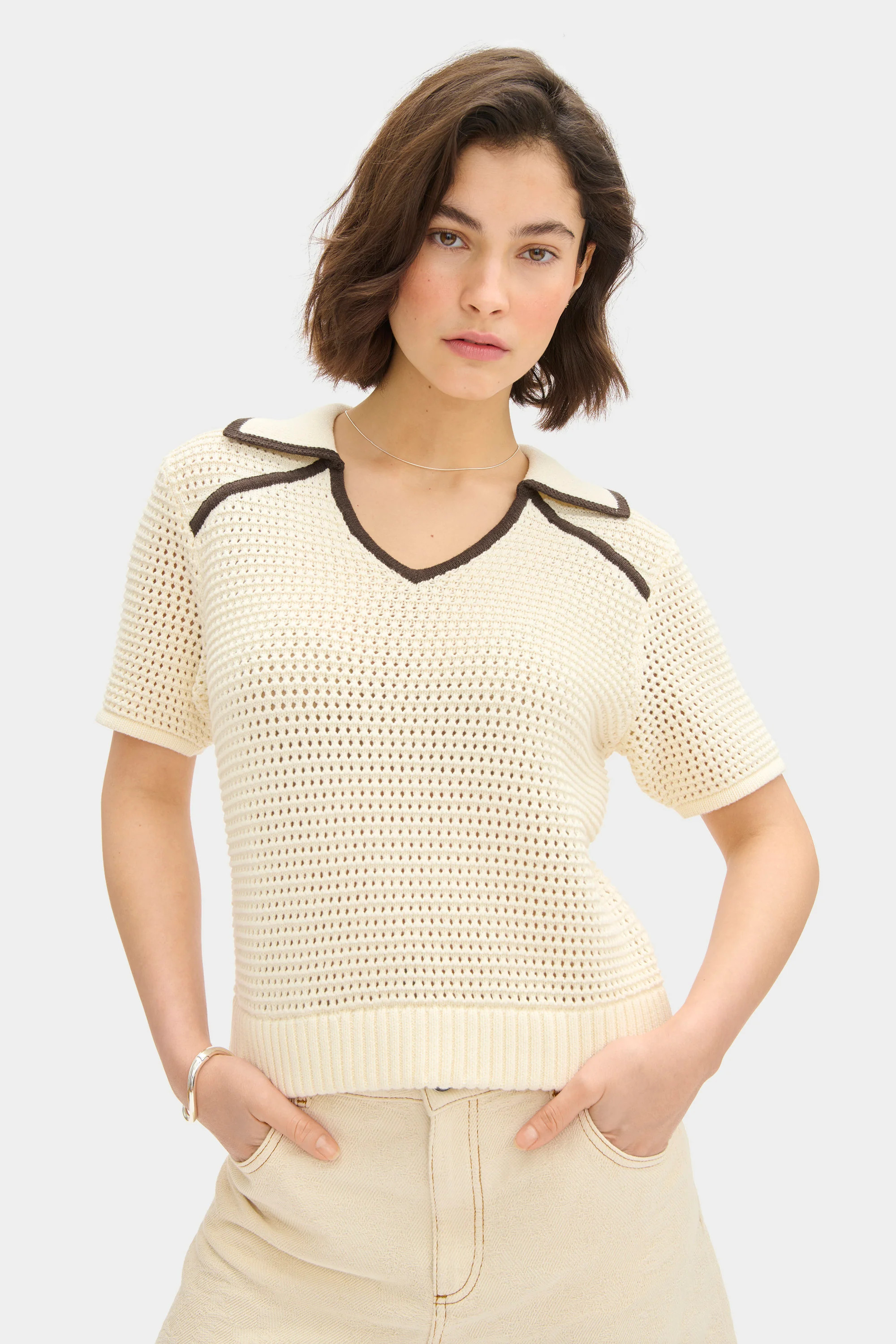 ALIGNE Crochet Knitted Top - White | Milo | ALIGNE USA