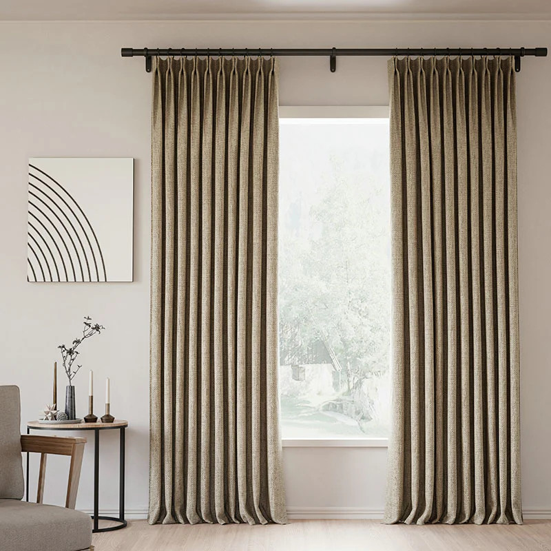 Pinch Pleated Lille Linen Memory Trained Blackout Curtains Natural Modern Custom Drapes | Homerilla