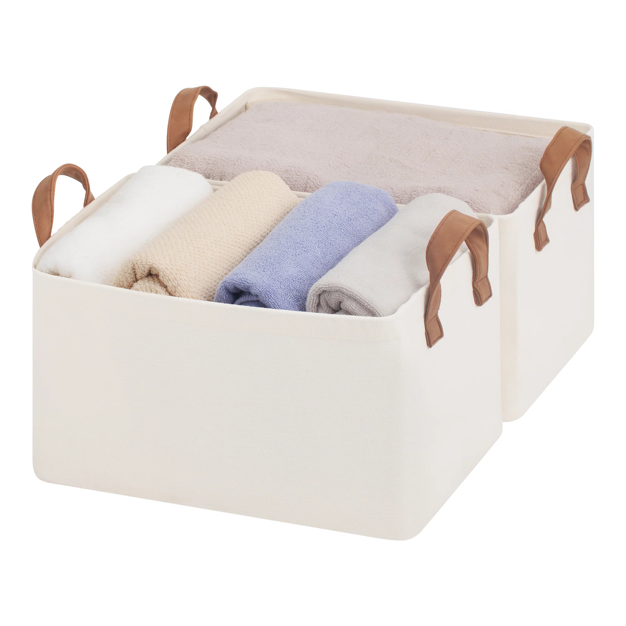 Fabric Storage Bins with Handles, Foldable Bins for Shelves, Closet, Dorm (Set of 2) | Wayfair North America