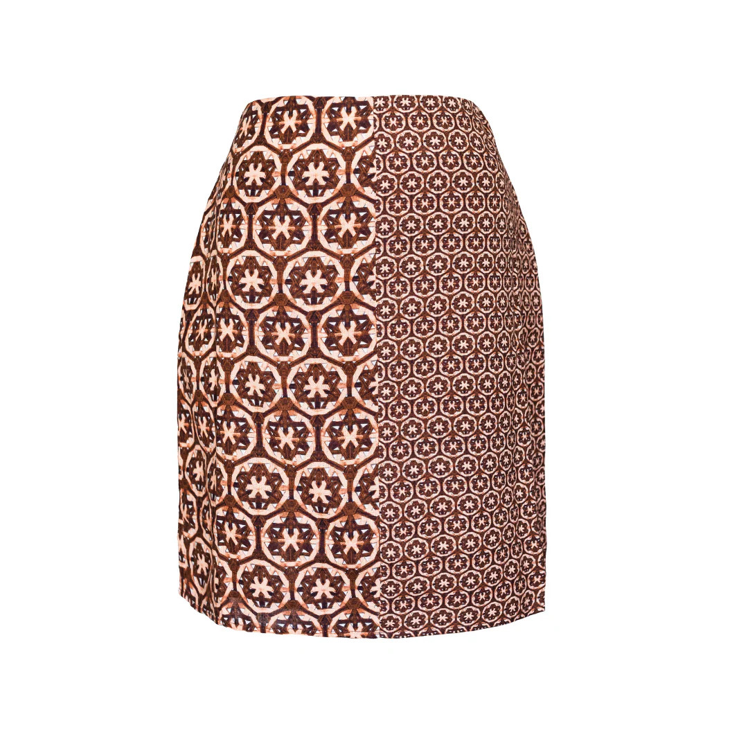 Mini Skirt, Chocolate and Pink Lattice Print | The Avenue