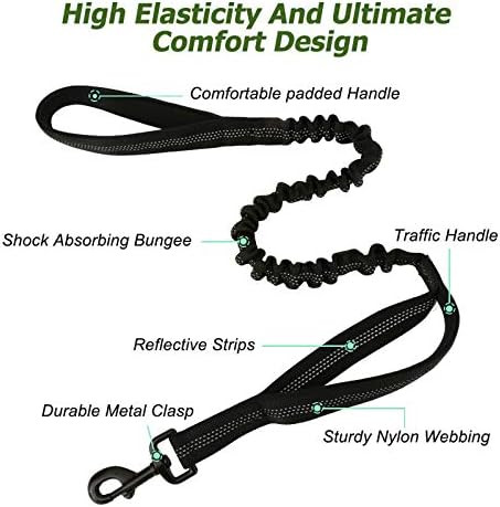 rabbitgoo Tactical Bungee Dog Leash, Elastic Leads Rope with 2 Padded Traffic Control Handles for Mi | Amazon (US)