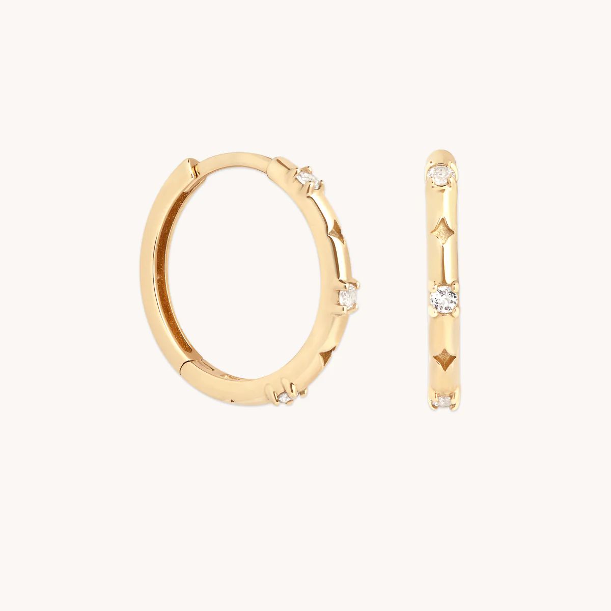 Cosmic Star Topaz Hoops in Solid Gold | Astrid and Miyu