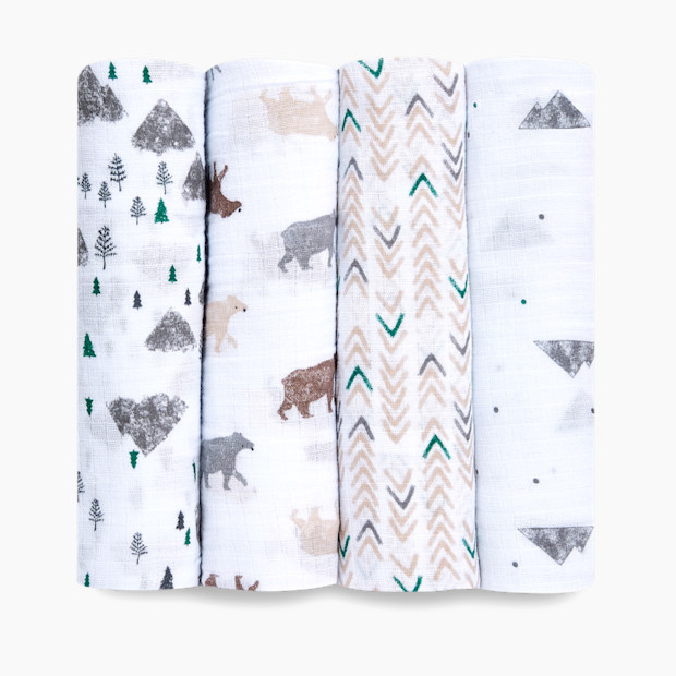 Aden + Anais Essentials Cotton Muslin Swaddle (4 Pack) in Bear Necessities | Babylist