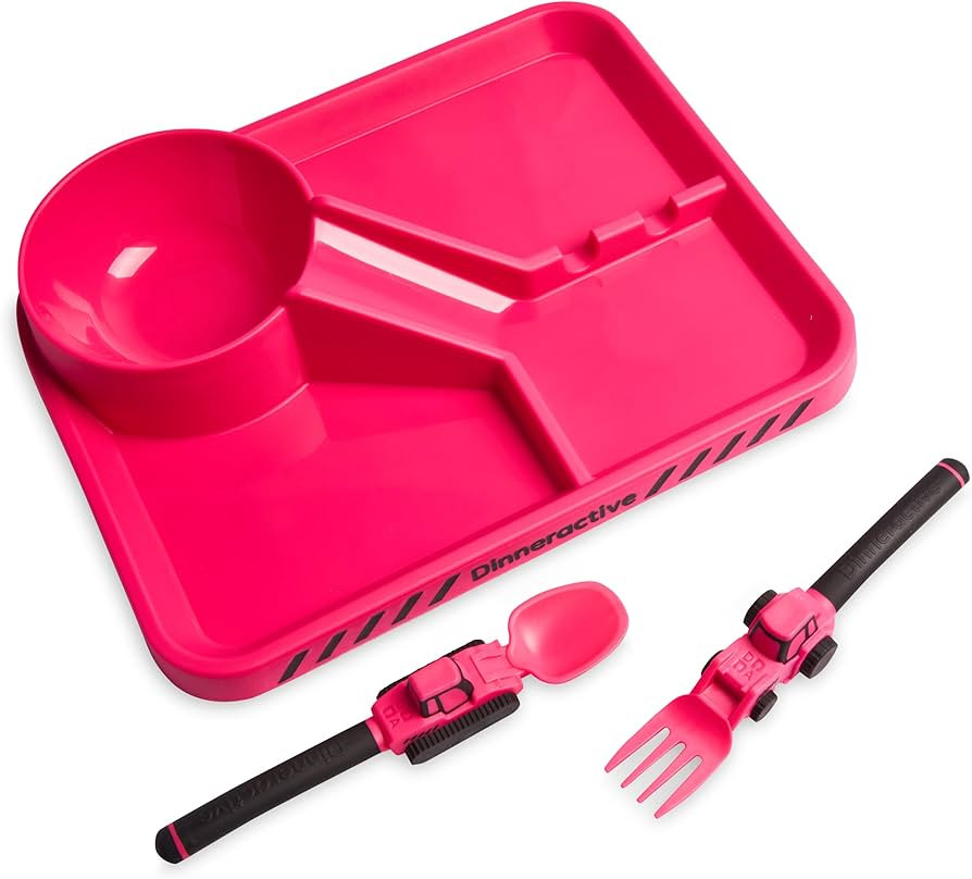 Dinneractive Dining Set For Kids - 3 PC Construction Themed Dinnerware - Tractor Utensils - Toddl... | Amazon (US)
