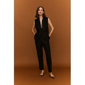 Colete alongado stripe preto P | OffPremium (BR)