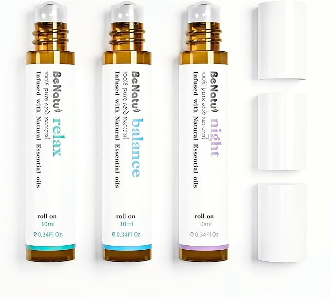 Essential Oil Set (Relax, Night, Balance), Aromatherapy Roll On Blends for Massage, Body Care & H... | Amazon (US)