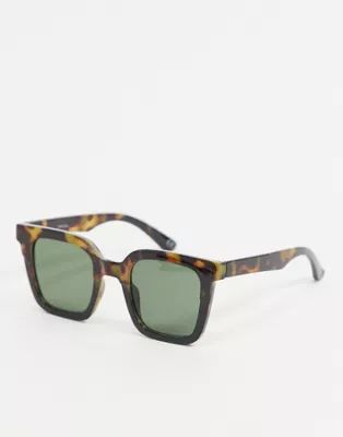 ASOS DESIGN recycled frame square sunglasses with tort blocking | ASOS (Global)