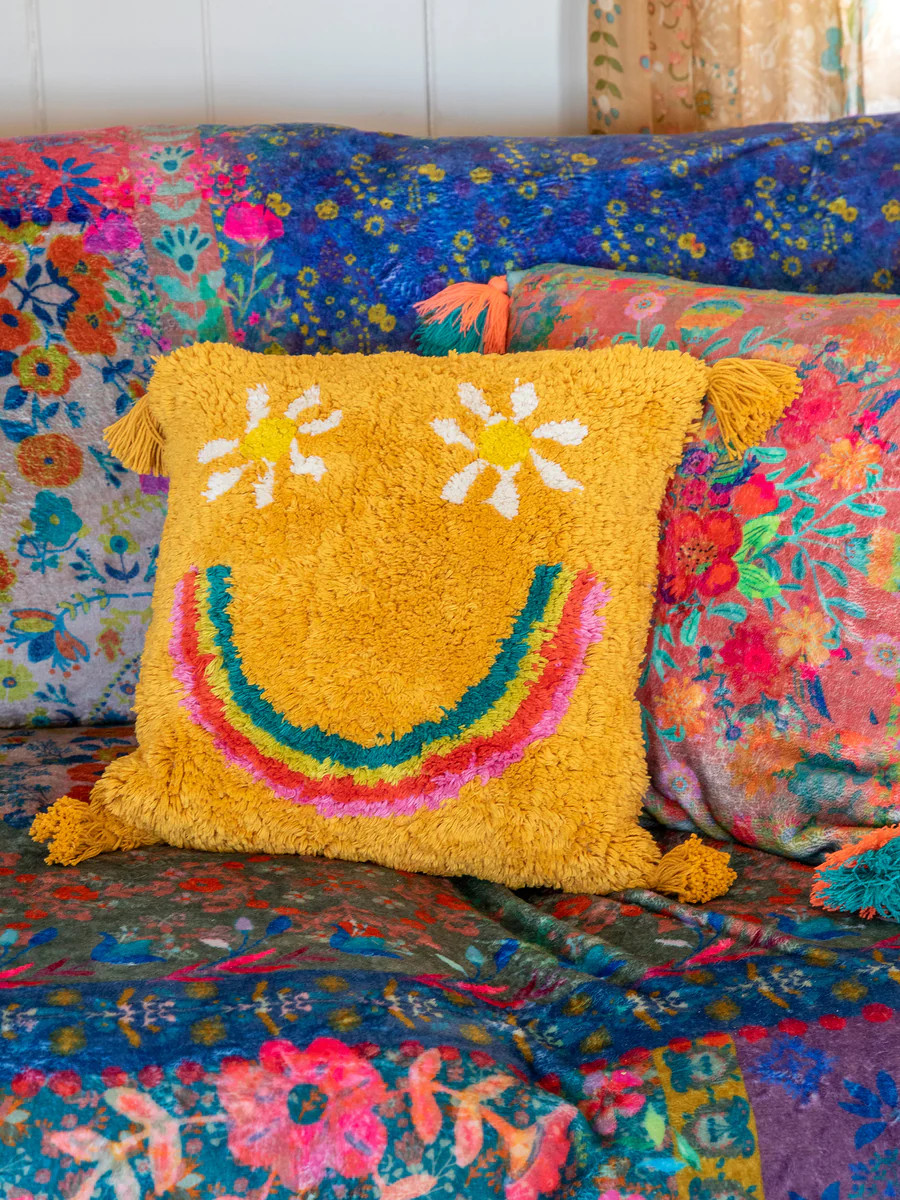 Tufted Throw Pillow - Smiley | Natural Life