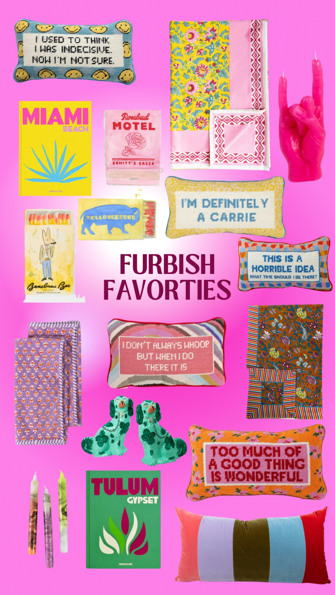 Pillows, lumbar pillow, tablecloth, matchbook, tea towel, candle, coffee table book, dog sculpture
#homedecor #furbish 

#LTKhome #LTKGiftGuide #LTKFind