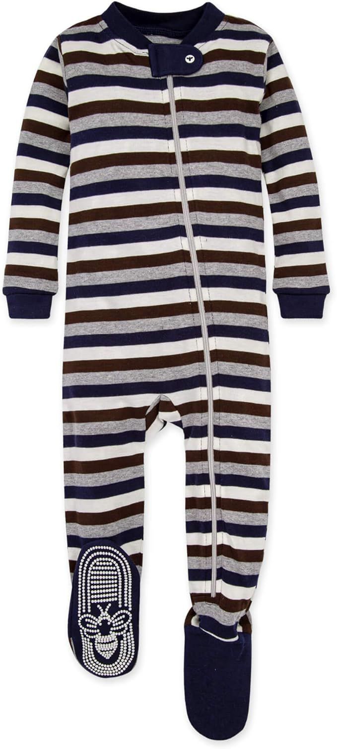 Burt's Bees Baby Baby Boys Sleeper Pajamas, Zip-Front Non-Slip Footie PJs, Organic Cotton | Amazon (US)