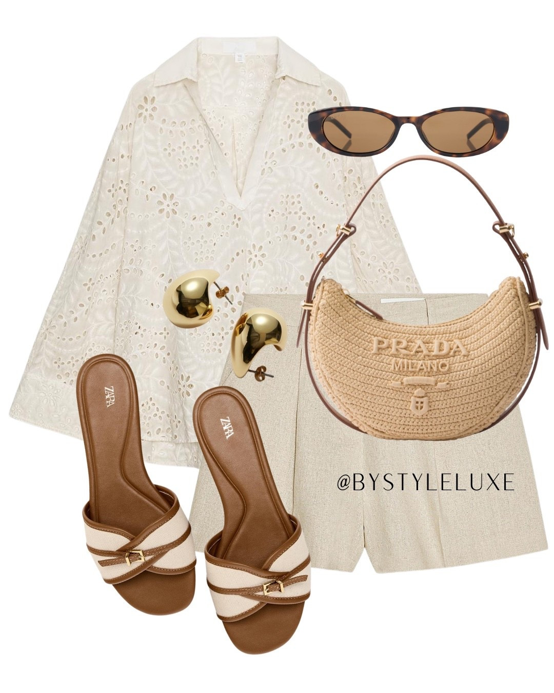 VANILLA/MOCHA - a summery look with a broderie top and linen shorts and some tan sandals 

#summeroutfit #holidayoutfit #shorts

#LTKshoes #LTKbag #LTKsummer