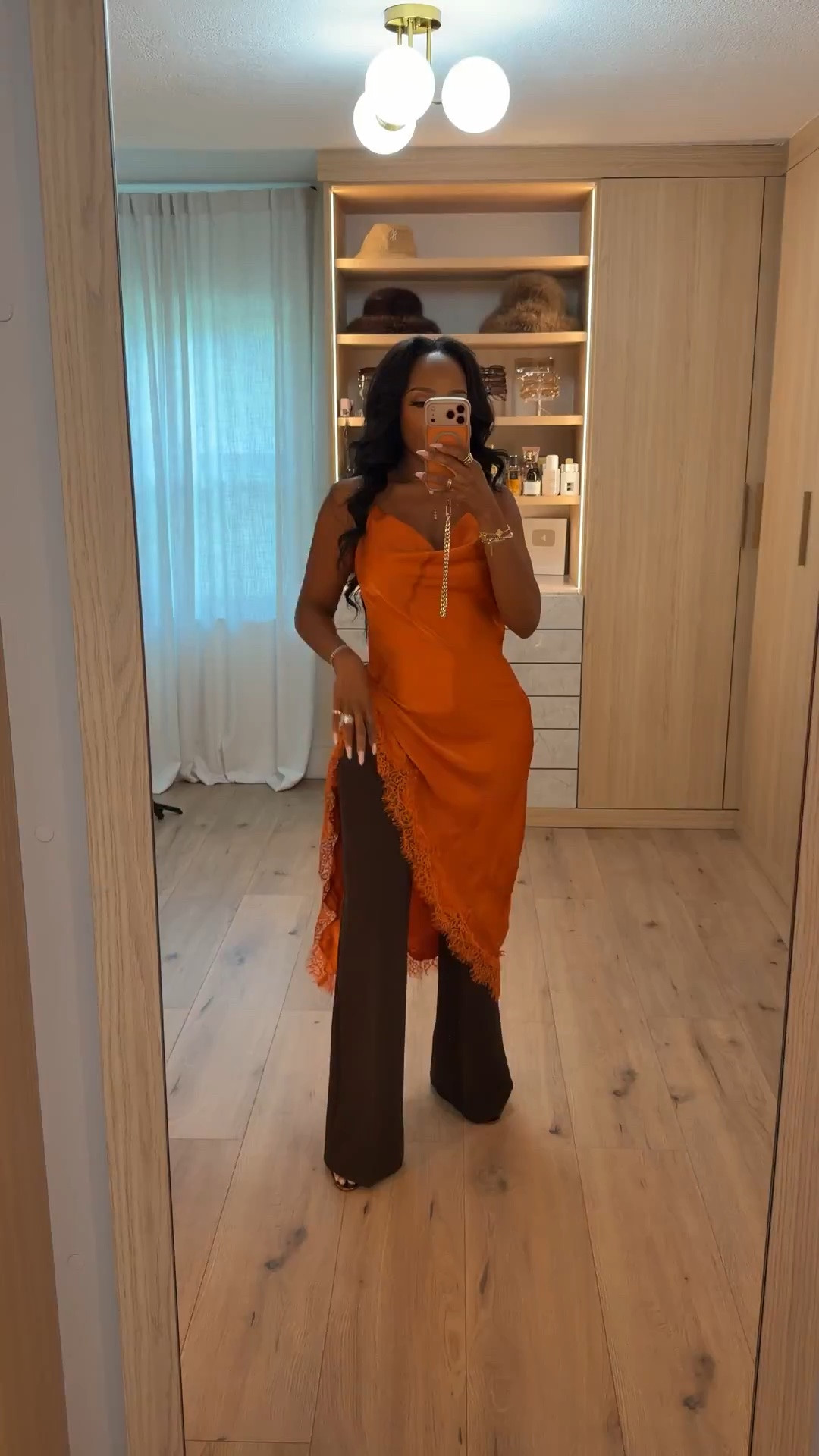 Scroll to shop! ✨ Everything from this look is linked below. 👇🏽

FALL COLOR COMBO 🍊🤎 This burnt orange lace-trim slip dress layered over chocolate brown wide leg pants is such a good way to make your summer dresses work for fall. Unexpected, elevated and SO good together.

burnt orange dress, orange slip dress, lace trim dress, dress over pants outfit, chocolate brown pants, wide leg pants, fall layering outfit, fall color palette, transitional fall outfit, creative layering outfit, elevated fall style, fall date night outfit, dinner outfit idea, petite fall fashion, fall outfit inspiration

Wearing: Size Small | 5’4” | 140 lbs | 34D-27-40

Download the FREE LTK app & follow @kirasfashionfinds to shop all my daily finds.

#LTKPetite #LTKSeasonal #LTKStyleTip

#LTKootd #LTKPetite